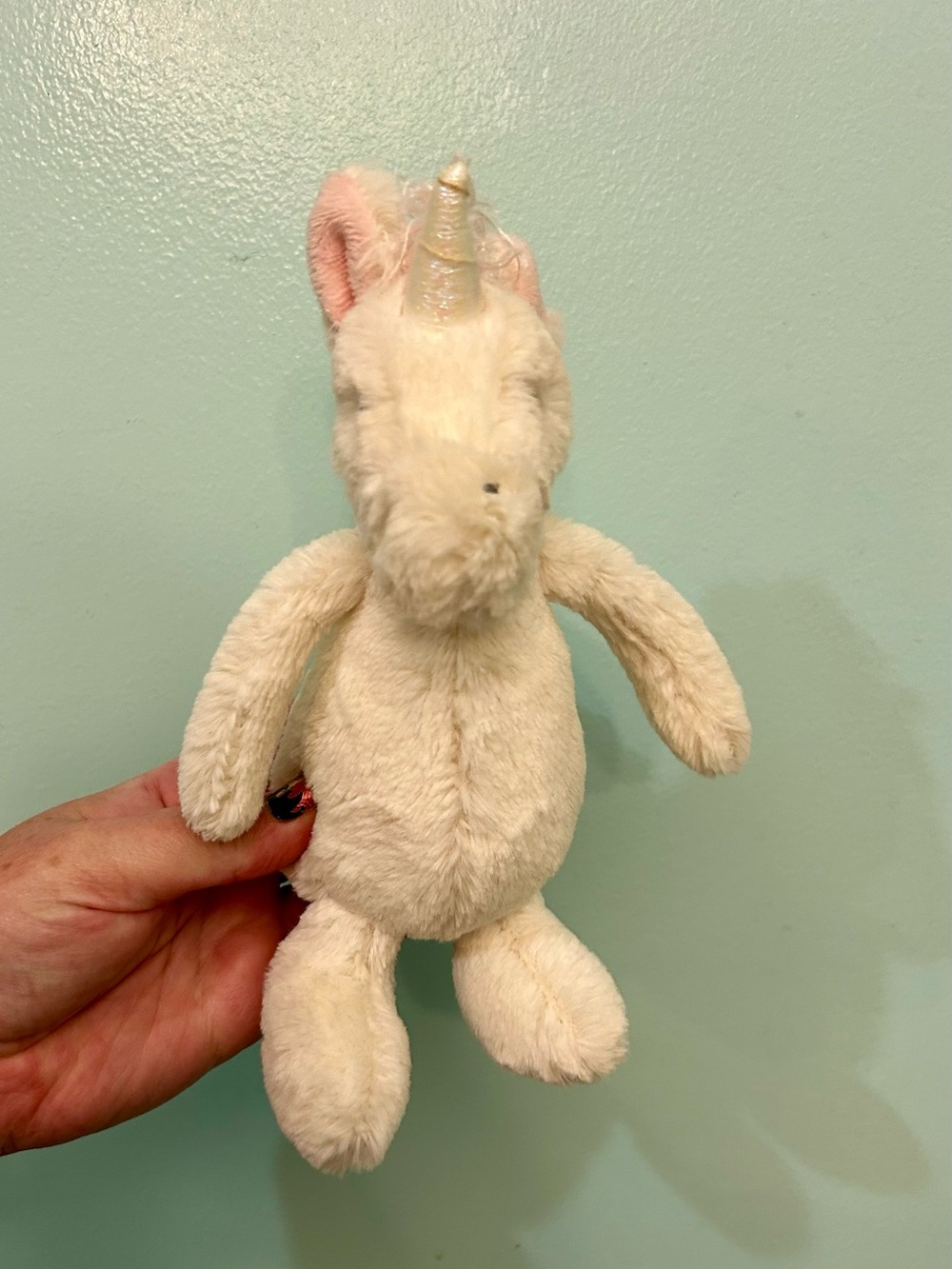 Jellycat Bashful Unicorn Plush White Pink Mane Stuffed Animal Toy Retired 6”